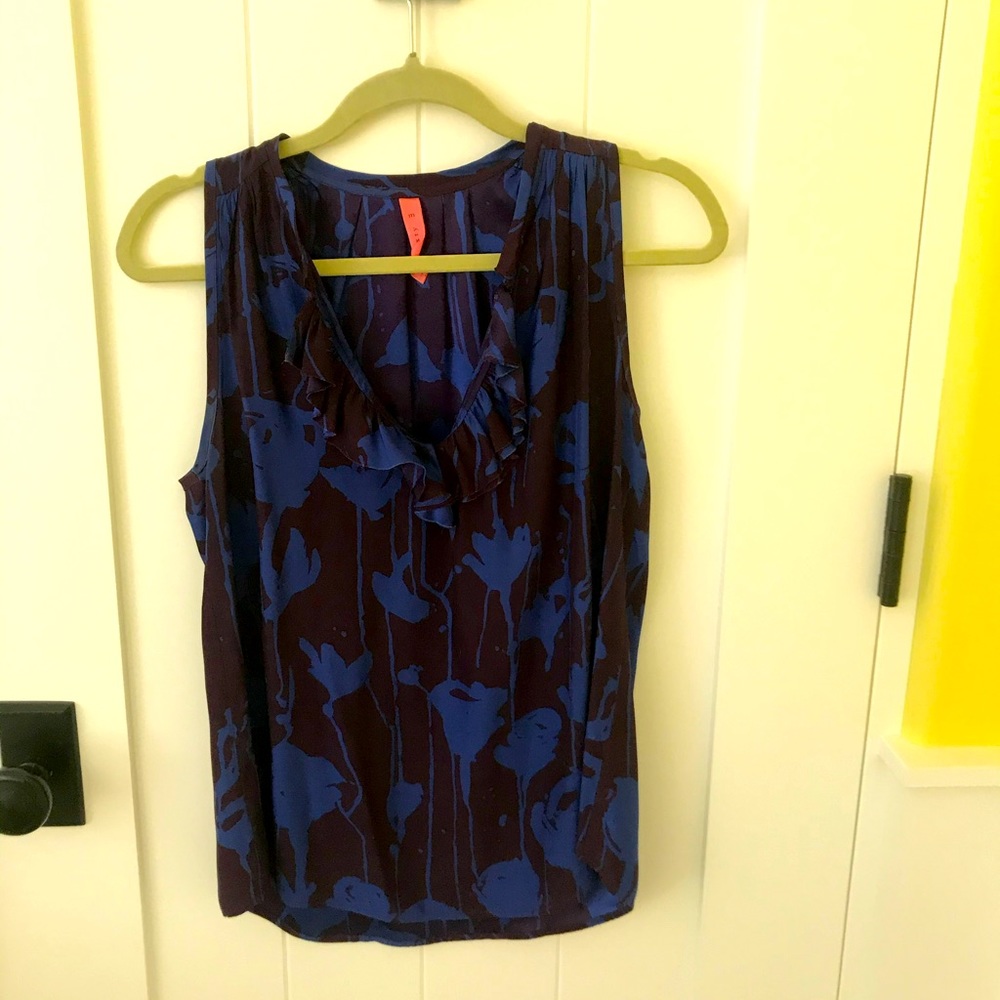 Silk V-neck floral blouse